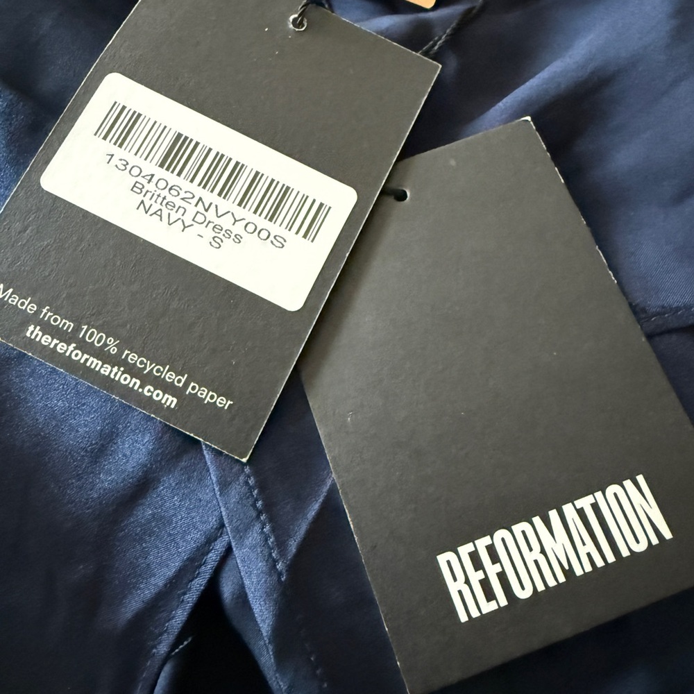Reformation Navy Slip Midi Dress - Picture 4 of 6